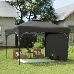 Tonnelle pop-up barnum pliant 3 x 3 x 2,65 m - paroi latérale amovible, sac transport, sacs à lester - acier toile gris