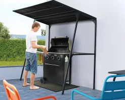 Tonnelle pour barbecue acier et toit polyester Solys 1,80 x 1,30 m
