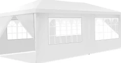 Tonnelle 3x6M Tente de Réception 6 Bâches avec Fenêtres Pergol, Piquets et Cordes Tissu Etanche