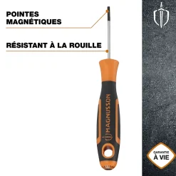 Tournevis tête plate 2,5 mm Magnusson bout magnétique lame longueur 50 mm