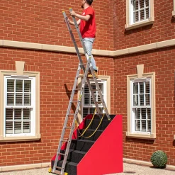 Trade Master Pro Échelle extensible combinée 2 sections Escalier marche et autoportante Aluminium 150 kg Load Certifiée EN131 2x9