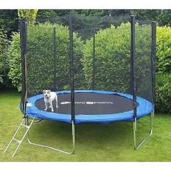 Trampoline - bleu - 252 cm - avec filet et échelle - jusqu'à 80 KG