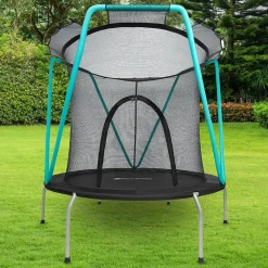 Trampoline enfant avec filet de sécurité, Diamètre 167cm Zippée-Trampoline enfant 3-8 ans acier galvanisé- max 25 kg