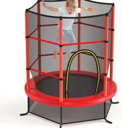 Trampoline Enfant 165cm Cadre en Acier Trampoline Extérieur et Intérieur avec Filet de Sécurité Multicolore