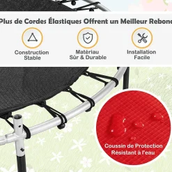 Trampoline Enfant 165cm Cadre en Acier Trampoline Extérieur et Intérieur avec Filet de Sécurité Multicolore