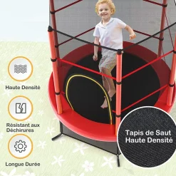 Trampoline Enfant 165cm Cadre en Acier Trampoline Extérieur et Intérieur avec Filet de Sécurité Multicolore