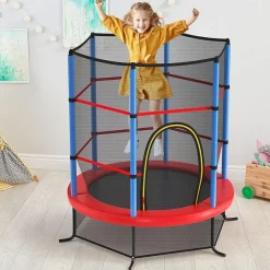 Trampoline Enfant 165cm Cadre en Acier Trampoline Extérieur et Intérieur avec Filet de Sécurité Multicolore