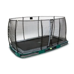 Trampoline enterré EXIT Elegant 244x427cm avec filet de sécurité Economy vert