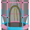 Trampoline Extérieur Enfant 165cm, Cadre en Acier,avec Filet de Sécurité, Charge Maximum 45KG (Rose+Bleu,Hauteur 191cm)