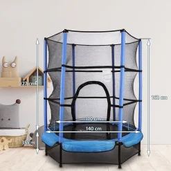 Trampoline pour Enfants 3 à 6 ans - 140 cm Diamètre, Jardin & Intérieur - Hauteur 162 cm - Filet de protection