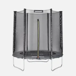 Trampoline rond 180cm gris avec filet de protection