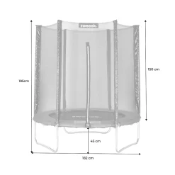 Trampoline rond 180cm gris avec filet de protection