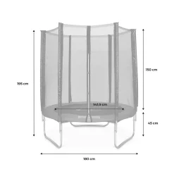 Trampoline rond 180cm gris avec filet de protection