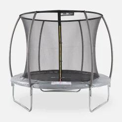 Trampoline rond D. 250cm gris avec filet de protection intérieur - Pluton Inner Nouveau modèle - trampoline de jardin 2.50 m 250