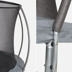 Trampoline rond D. 250cm gris avec filet de protection intérieur - Pluton Inner Nouveau modèle - trampoline de jardin 2.50 m 250