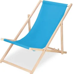 Transat pliable en bois Springos - idéal pour le jardin, la plage ou le balcon