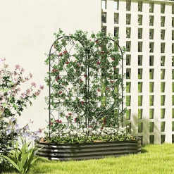 Treillis de jardin effet fer forgé - lot de 2 supports pour plantes grimpantes - 50 x 150 cm - métal époxy noir