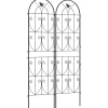 Treillis de jardin effet fer forgé oiseau - 2 supports plantes grimpantes - 50 x 180 cm - métal époxy noir