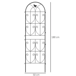 Treillis de jardin effet fer forgé oiseau - 2 supports plantes grimpantes - 50 x 180 cm - métal époxy noir
