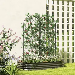 Treillis de jardin effet fer forgé oiseau - 2 supports plantes grimpantes - 50 x 150 cm - métal époxy noir