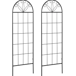 Treillis de jardin lot de 2 supports pour plantes grimpantes - dim. 51L x 152H cm - métal époxy noir