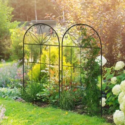 Treillis de jardin lot de 2 support pour plantes grimpantes en métal noir
