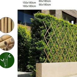Treillis Extensible en Bambou, Support pour Plantes Grimpantes, Clôture de Jardin Décorative, Plusieurs Tailles, 120 x 180 cm