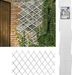 Treillis Plastique 1X2 M Composition 100% PVC Blanc Gardien Des Plantes Résistant Decoration Jardin
