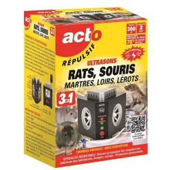 Ultrasons répulsifs rats et souris Acto 300m²
