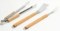 Ustensile pour barbecue Somagic en acier inoxydable et bambou vendu par 3 pièces