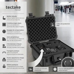 Valise Etanche pour Appareil Photo en coque dure robuste légère noir