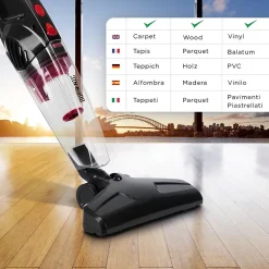 VC8 Aspirateur balai et main filaire 800W Filtre HEPA Sans sac Accessoires inclus Se convertit en quelques secondes Duronic