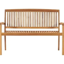vidaXL Banc 2 places empilable de jardin 128,5 cm Bois de teck solide