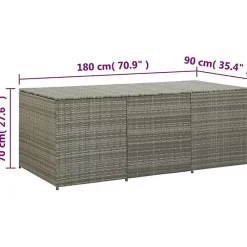 vidaXL Boîte de rangement de jardin résine tressée 180x90x70 cm gris 46479