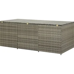 vidaXL Boîte de rangement de jardin résine tressée 180x90x70 cm gris 46479
