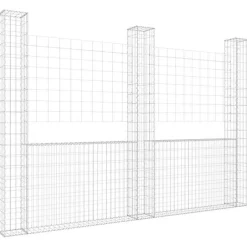 vidaXL Panier de gabion en forme de U avec 3 poteaux Fer 260x20x200 cm