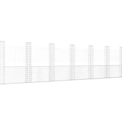 vidaXL Panier de gabion en forme de U avec 7 poteaux Fer 740x20x200 cm