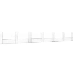 vidaXL Panier de gabion en forme de U avec 7 poteaux Fer 740x20x100 cm