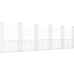 vidaXL Panier de gabion en forme de U avec 6 poteaux Fer 620x20x200 cm