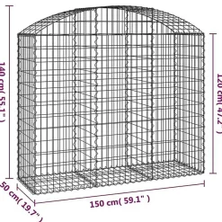 vidaXL Panier de Gabions Arqué Cage à Gabion Mur de Gabion Panier à Pierre Gabion pour Pierre Jardin Patio Extérieur 153456