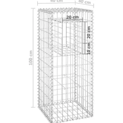 vidaXL Poteau à panier de gabion 40x40x100 cm Fer