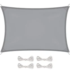 Voile d'ombrage rectangulaire imperméable et anti-UV - 3 x 5 m - Gris - Linxor