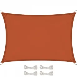 Voile d'ombrage rectangulaire imperméable et anti-UV - 3 x 5 m - Terracotta - Linxor
