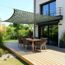 Voile d'ombrage réversible "Camouflage" 3 x 4m vert Oviala