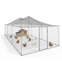 Volière 18 m² parc grillagé 6 x 3 M enclos poulailler pour animaux de basse cour