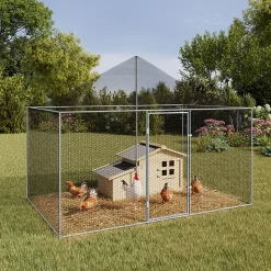 Volière 6 m² parc grillagé 3 x 2 M enclos poulailler pour animaux de basse cour