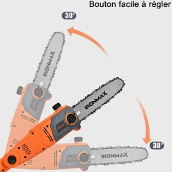 750W Elagueuse sur Perche Telescopique Electrique Scie Elagage Perche Telescopique avec Tete Pivotante