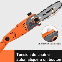 750W Elagueuse sur Perche Telescopique Electrique Scie Elagage Perche Telescopique avec Tete Pivotante