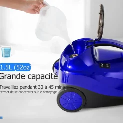 2000W Nettoyeur Vapeur Electrique Pression 4 Bar Volume de Vapeur Reglable avec Verrouillage Enfant Canape Tapis Bleu