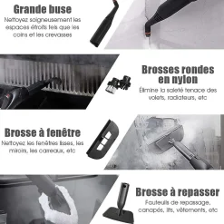 2000W Nettoyeur Vapeur Electrique Pression 4 Bar Volume de Vapeur Reglable avec Verrouillage Enfant pour Canape Tapis
